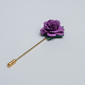 Gold/Silver Needle Flower in Purple & Many Other Colors, Wedding Guest Stick Pin, Men Suit Boutonniere, Celebration Accessories for Him image 4