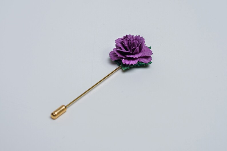 Gold/Silver Needle Flower in Purple & Many Other Colors, Wedding Guest Stick Pin, Men Suit Boutonniere, Celebration Accessories for Him image 4