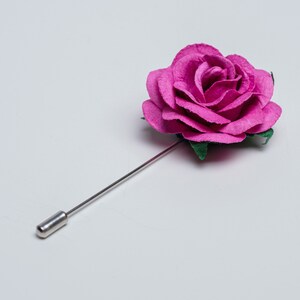 Gentle Ivory Rose Stick Pin with Small Green Leaves, Prom Boutonniere, Summer Blooming Stick Pin, Unique Men Accessories, Flower for Lapel image 7