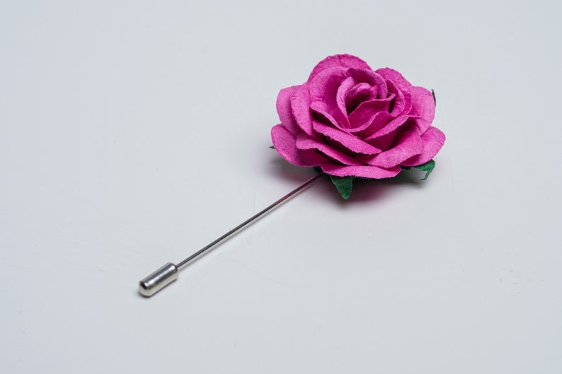 Gentle Ivory Rose Stick Pin with Small Green Leaves, Prom Boutonniere, Summer Blooming Stick Pin, Unique Men Accessories, Flower for Lapel image 7