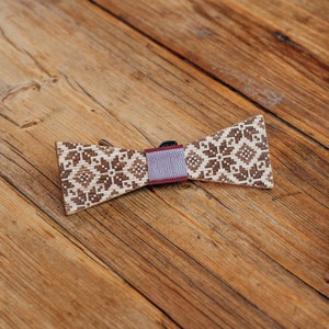 Rustic Wood Bowtie with Engraved Norwegian Star -  Folk Art Wooden Gift For Her - Custom  Gift for Mom or Wife