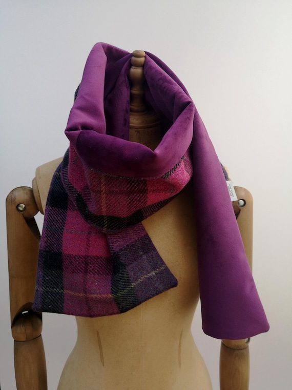 New Harris Tweed and soft velvet scarf