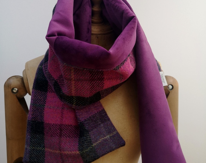 New Harris Tweed and soft velvet scarf