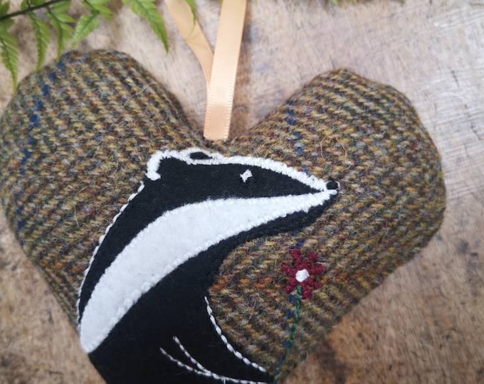 Bespoke  Harris Tweed hanging heart decoration