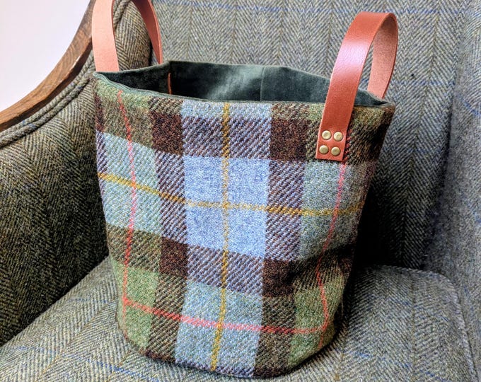 New Orkney Harris Tweed tote bucket bag