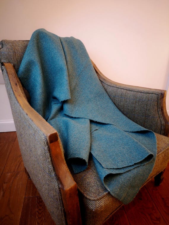 New Harris Tweed blanket throw bedspread in light torquise