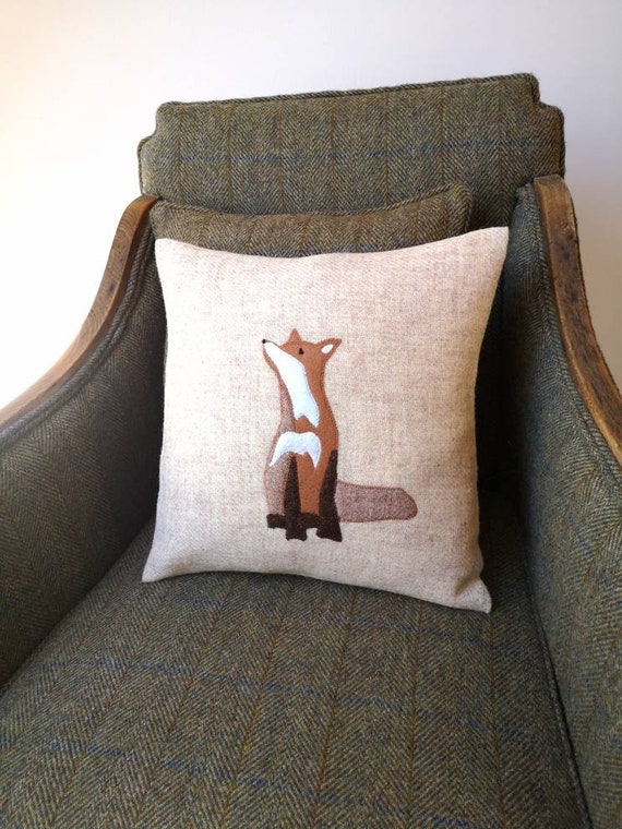 Hand Crafted Harris Tweed fox cushion cover
