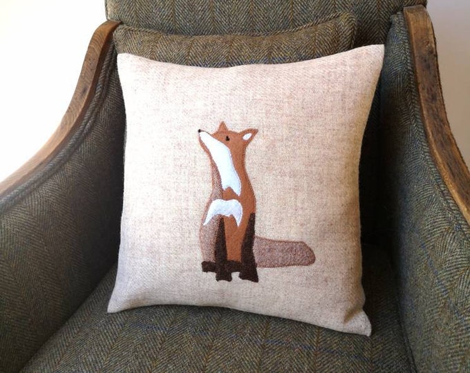 Hand Crafted Harris Tweed fox cushion cover