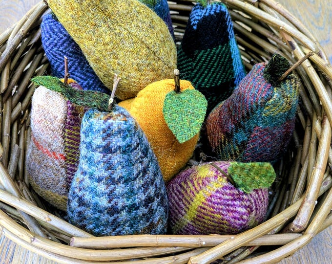 New Harris Tweed pear decoration pin cushion