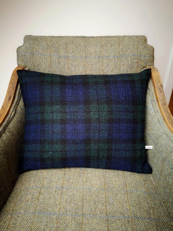 New Black watch Harris Tweed cushion cover