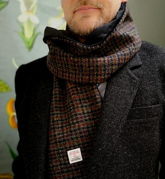 New Harris Tweed and soft velvet scarf