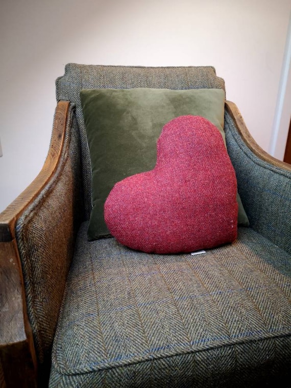 Heart Harris Tweed cushion