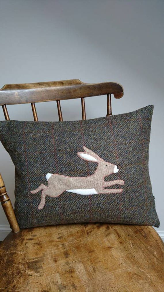 Hand Crafted Harris Tweed Hare Cushion Cover