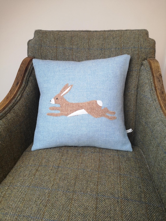 Hand Crafted Harris Tweed Hare Cushion Cover