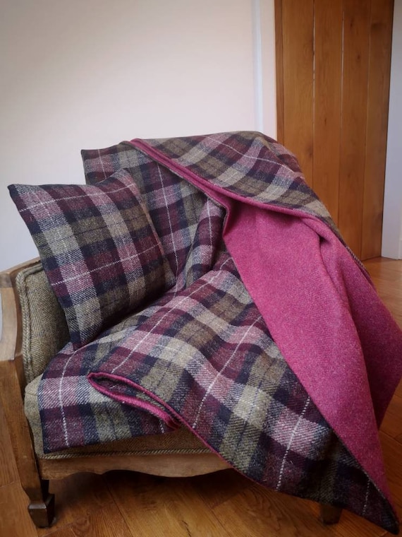 MADE TO ORDER Hand Crafted double sided Harris Tweed blanket throw bedspread
