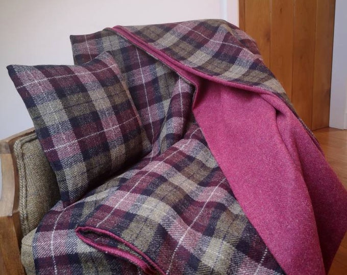 MADE TO ORDER Hand Crafted double sided Harris Tweed blanket throw bedspread