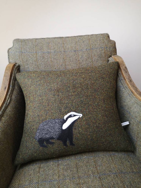 Hand Crafted Badger Harris Tweed Cushion Cover