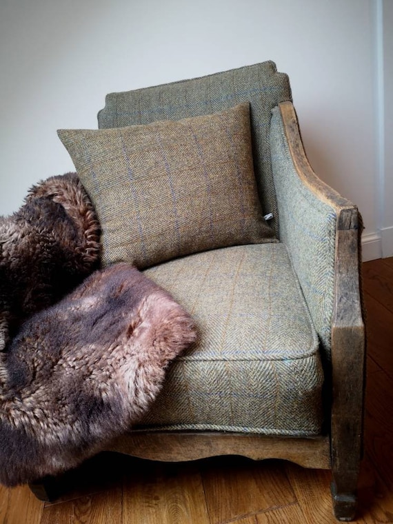 Mohair Harris Tweed cushion cover