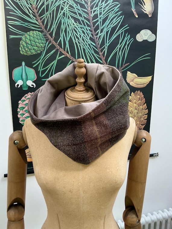 Luxury Harris Tweed and soft velvet snood neck warmer