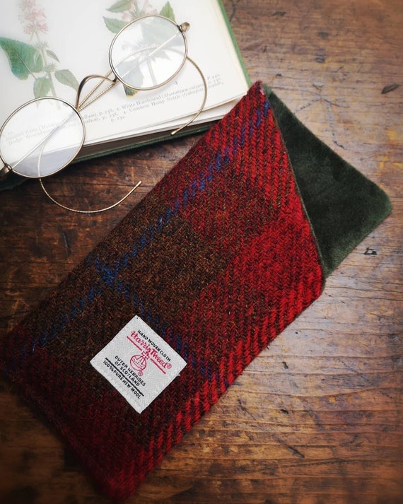 Harris Tweed and velvet glasses case
