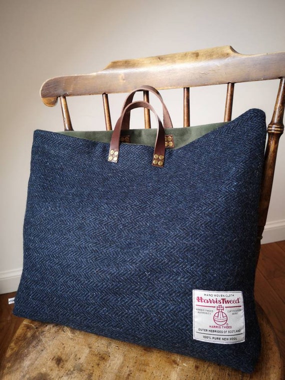 Sean Harris Tweed bag with real leather straps