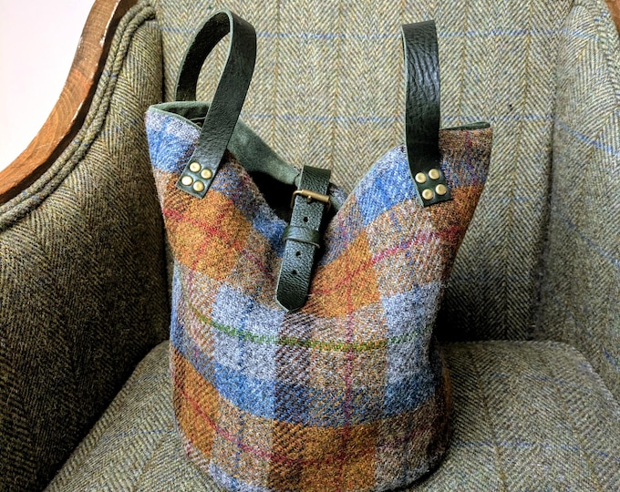 New Fiord Harris Tweed tote bucket bag