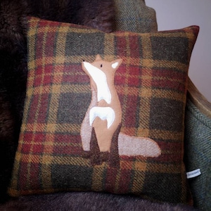 Hand Crafted Harris Tweed fox cushion cover