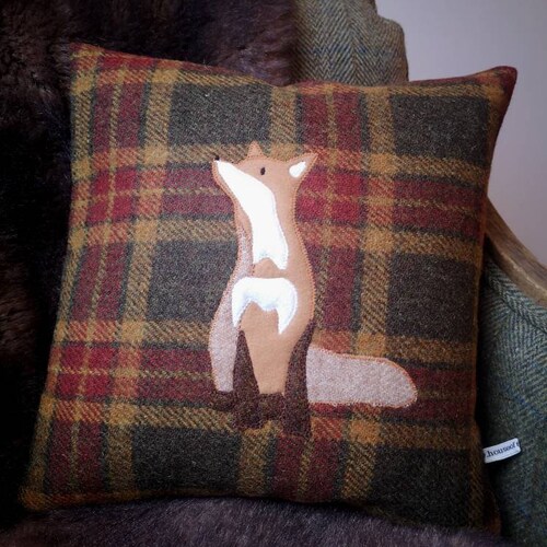 Hand Crafted Harris Tweed fox cushion cover