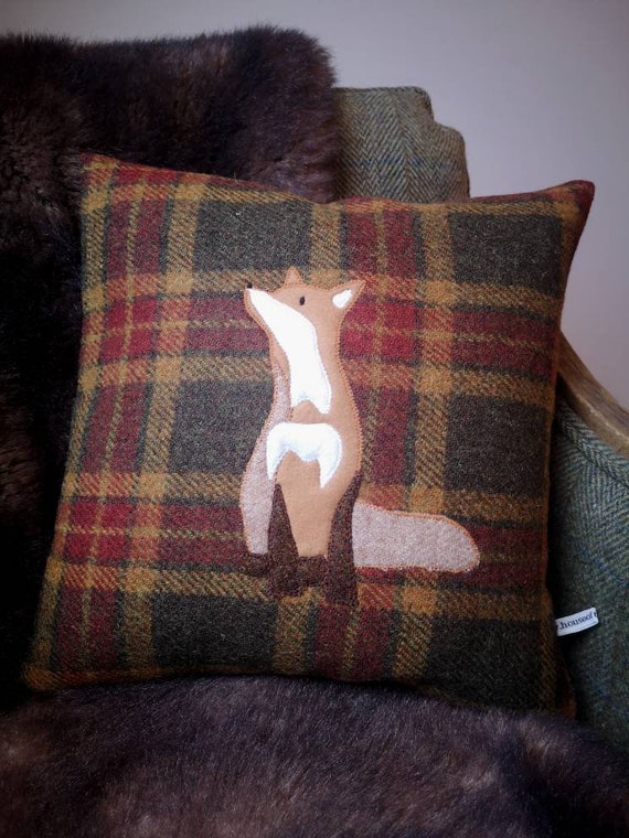 Hand Crafted Harris Tweed fox cushion cover