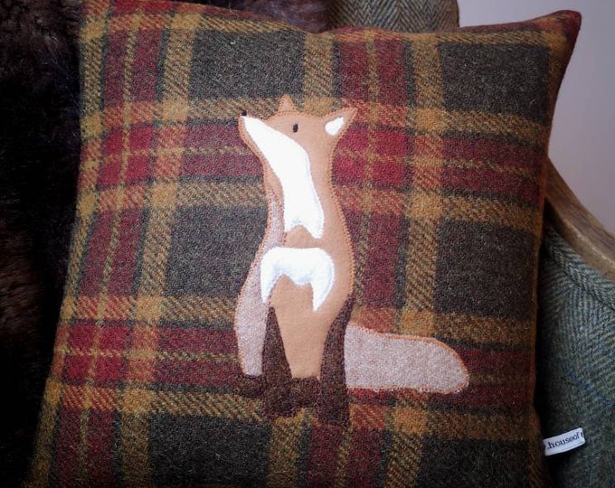 Hand Crafted Harris Tweed fox cushion cover