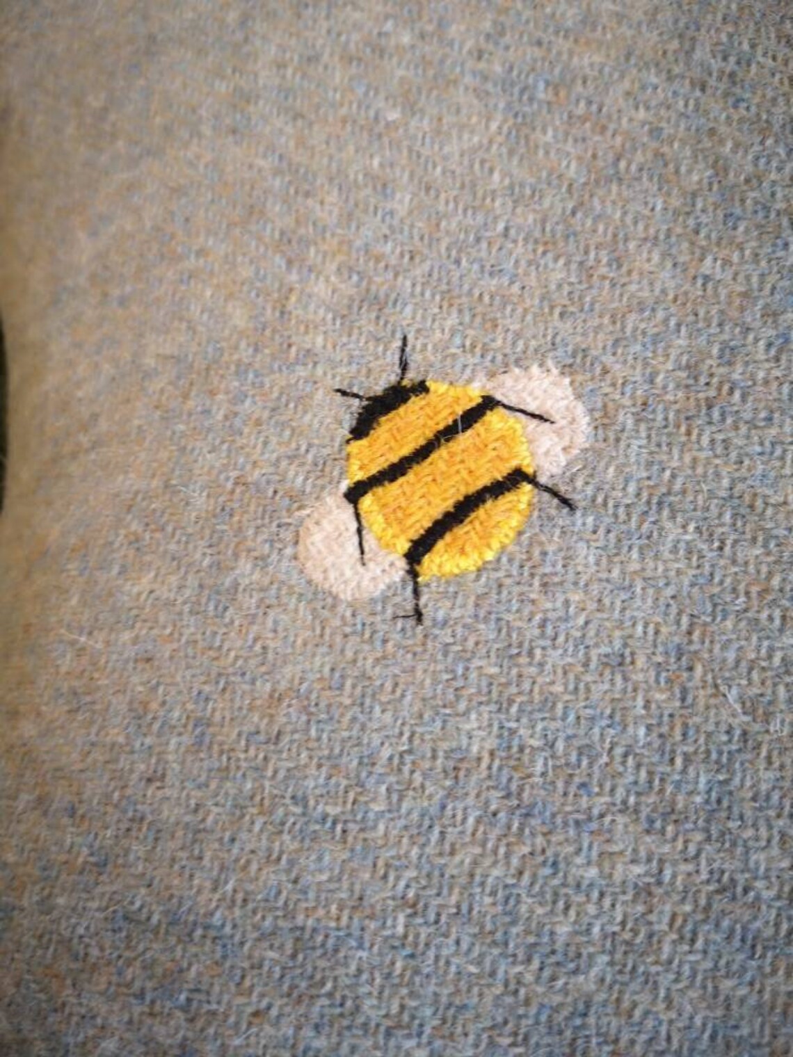 Hand Crafted Harris Tweed Bee Embroidered Cushion Cover - Etsy UK
