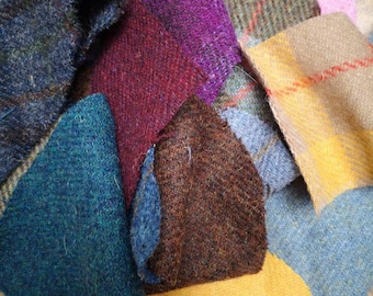 Harris Tweed remnant pieces, scraps for small craft projects