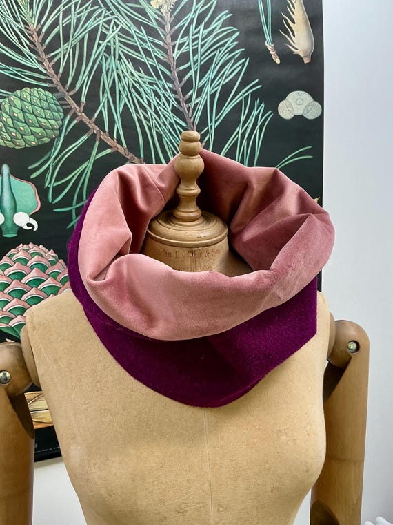 Luxury Harris Tweed and soft velvet snood neck warmer