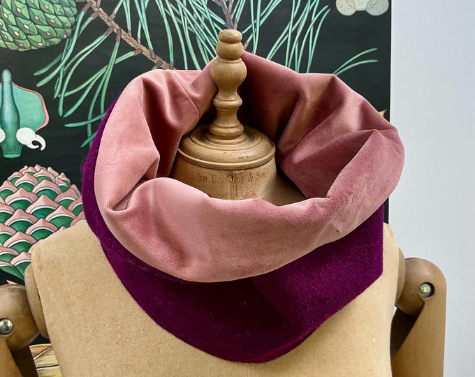 Luxury Harris Tweed and soft velvet snood neck warmer