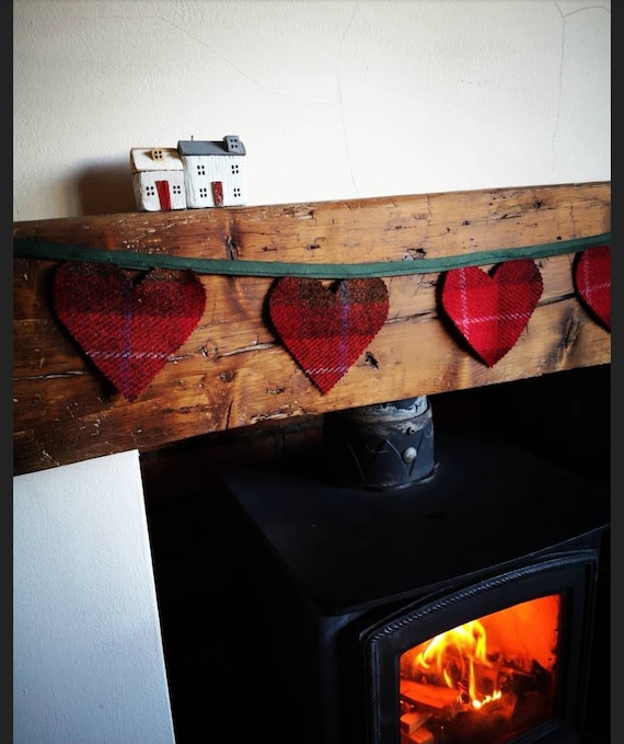 Hand made Harris Tweed heart bunting