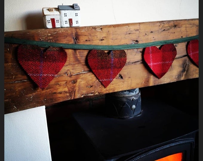 Hand made Harris Tweed heart bunting