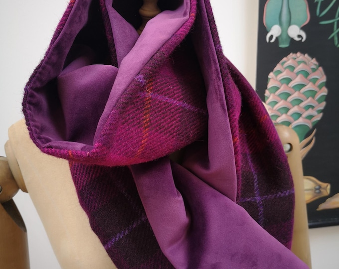 New Harris Tweed and soft velvet scarf