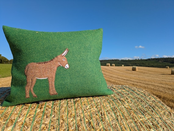 Harris Tweed donkey embroidered Cushion cover