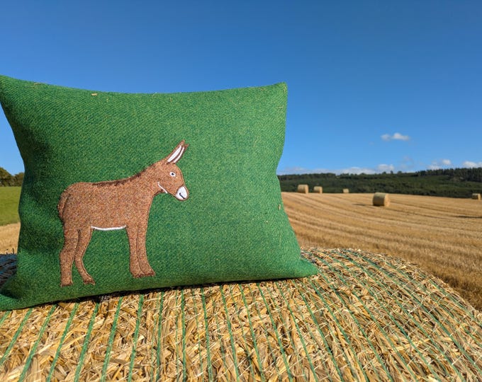 Harris Tweed donkey embroidered Cushion cover