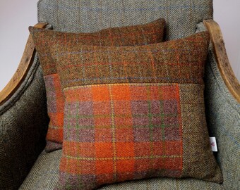 New Harris Tweed patchwork Cushion with filler