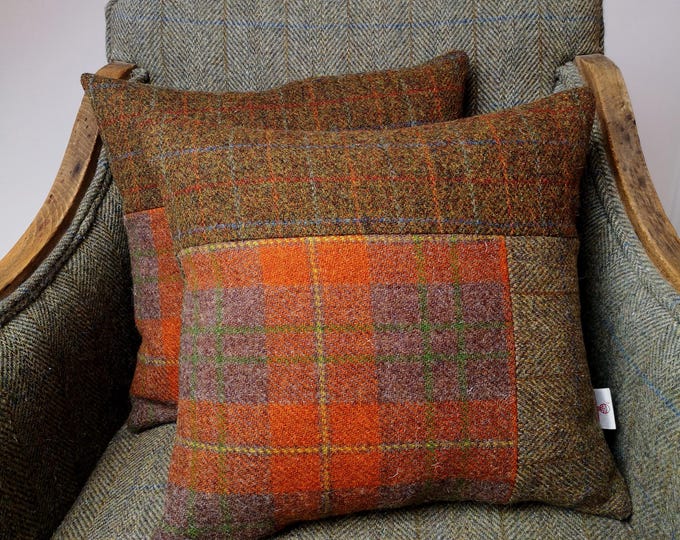 New Harris Tweed patchwork Cushion with filler