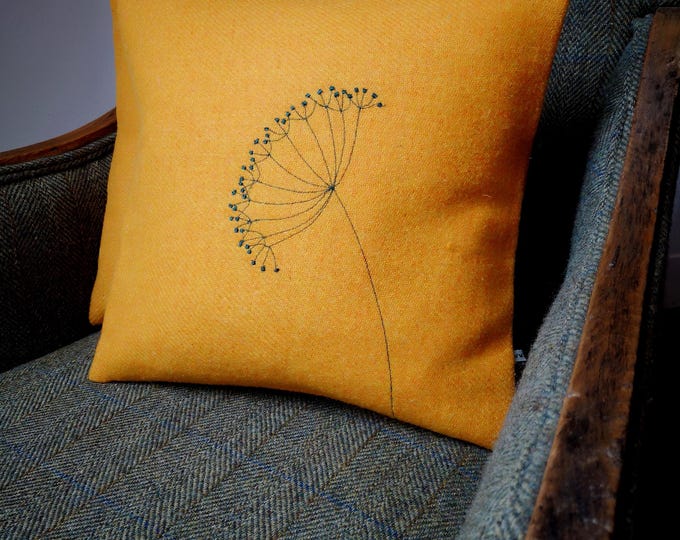 New Harris Tweed floral embroidered cushion cover