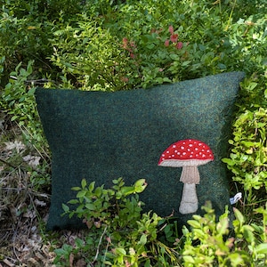 Harris Tweed mushroom embroidered Cushion Cover