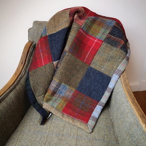 New Mori patchwork Harris Tweed blanket reversible