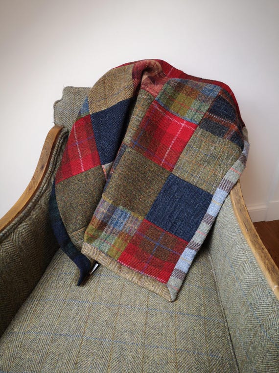 New Mori patchwork Harris Tweed blanket reversible