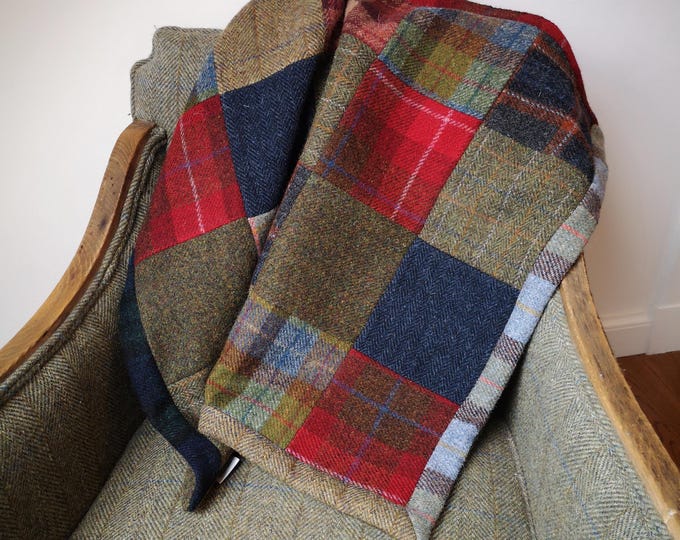 New Mori patchwork Harris Tweed blanket reversible