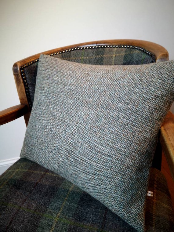 Gordon Harris Tweed cushion cover in barley green