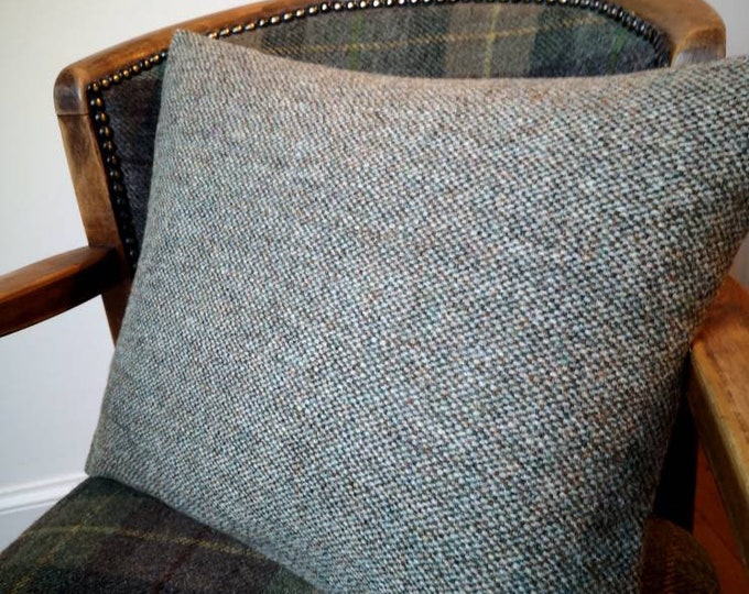 Gordon Harris Tweed cushion cover in barley green