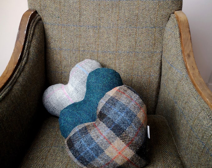 Harris Tweed heart shape cushion
