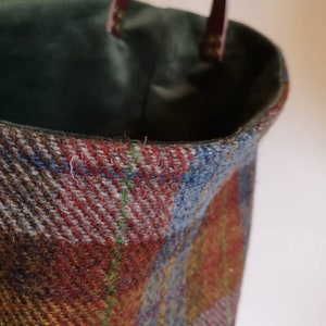 Hand Crafted Harris Tweed Storage Solution, Basket With Real Leather ...